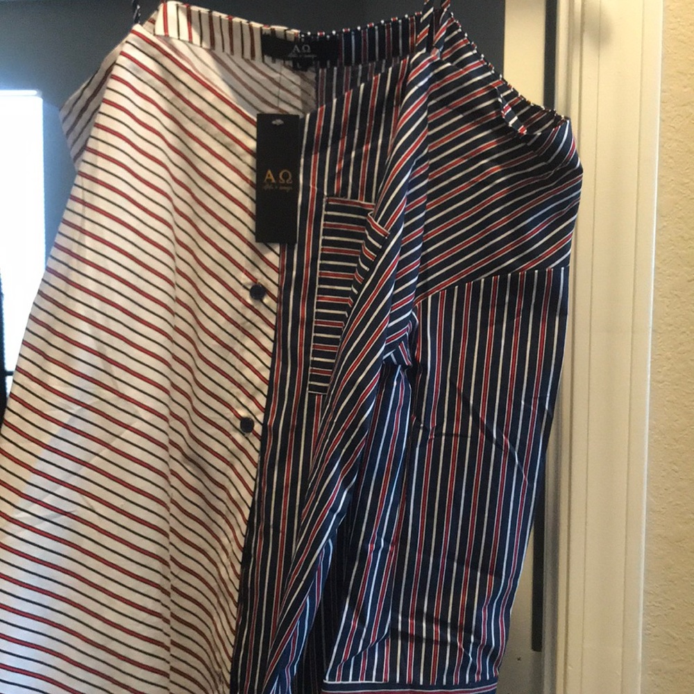 Off the shoulder button up blouse